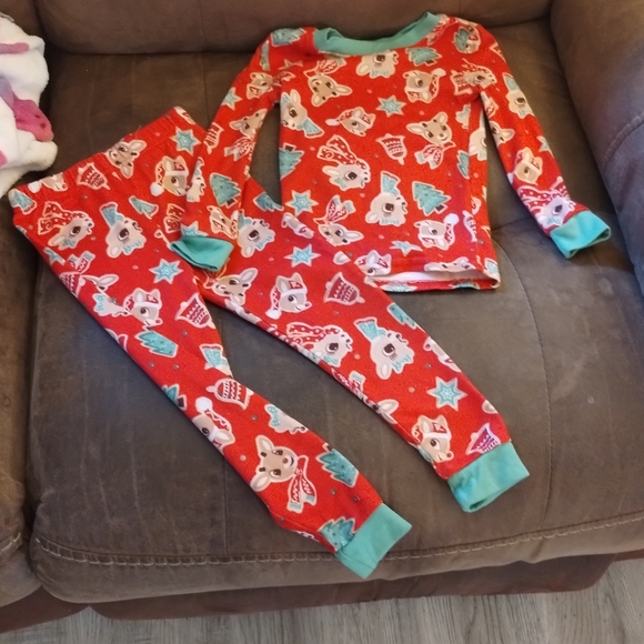 Festive Red and Green Pajama Set with Holiday Print - Picture 1 of 1